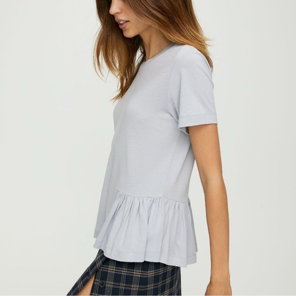 Aritzia Sunday Best Minerva Peplum Top XS White Short Sleeve Preppy Chic Blouse - Picture 4 of 12